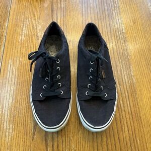 Vans Size 11 Deluxe Comfort Shoes Sneakers Black Leather Tweed Men's